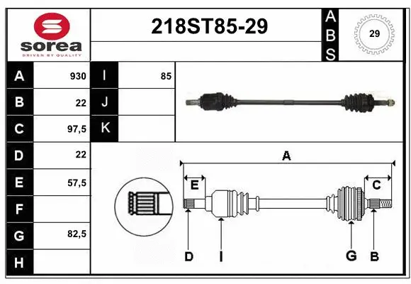 Arbre de transmission STARTCAR 218ST85-29