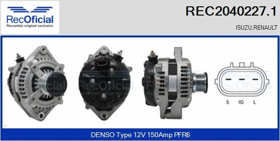 Alternateur RECOFICIAL REC2040227.1