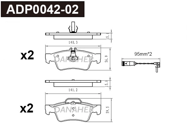 Kit de plaquettes de frein, frein à disque DANAHER ADP0042-02