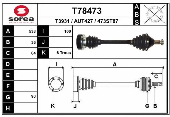 Arbre de transmission EAI T78473