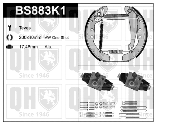 Jeu de mâchoires de frein QUINTON HAZELL BS883K1