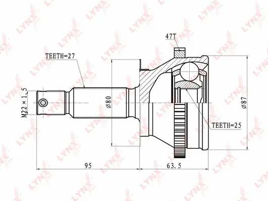 Jeu de joints, arbre de transmission LYNXAUTO CO-3606A