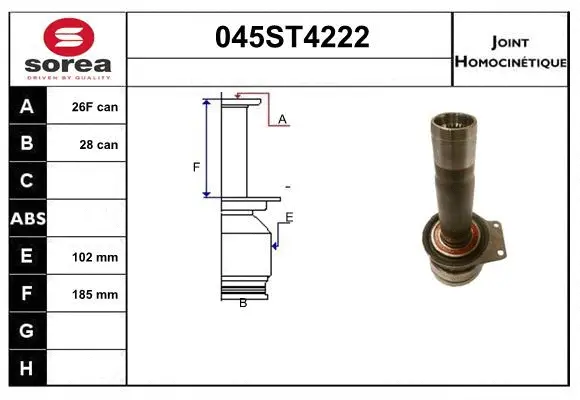 Jeu de joints, arbre de transmission STARTCAR 045ST4222