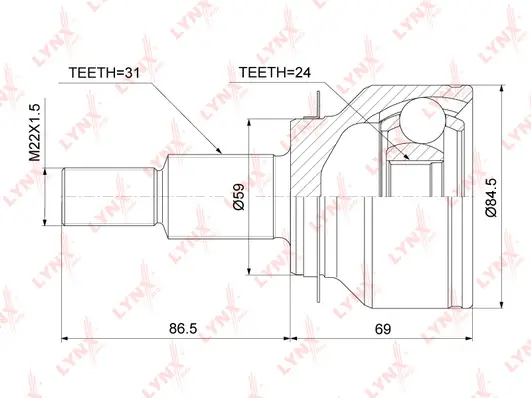 Jeu de joints, arbre de transmission LYNXAUTO CO-3918