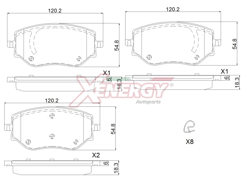 Kit de plaquettes de frein, frein à disque AP XENERGY X41424
