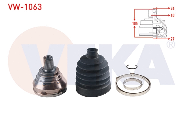 Jeu de joints, arbre de transmission VEKA VW-1063