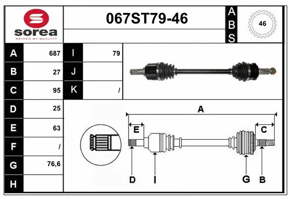 Arbre de transmission STARTCAR 067ST79-46
