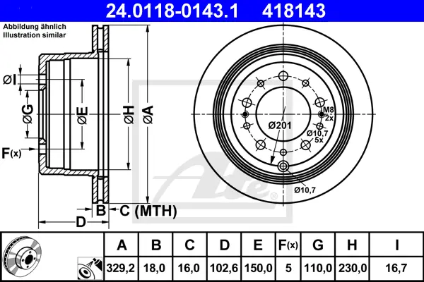 Disque de frein ATE-APAC 24.0118-0143.1
