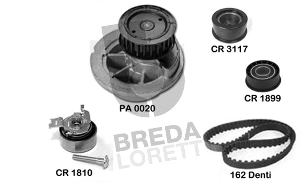 Pompe à eau + kit de courroie crantée BREDA LORETT KPA0365A