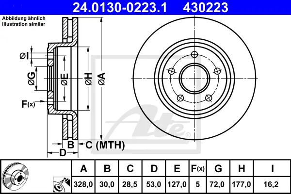 Disque de frein ATE-APAC 24.0130-0223.1
