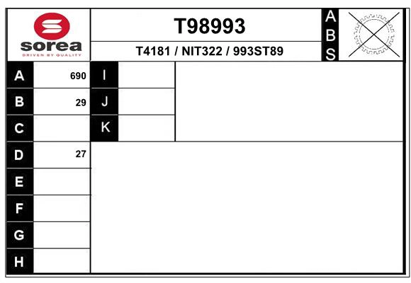 Arbre de transmission EAI T98993