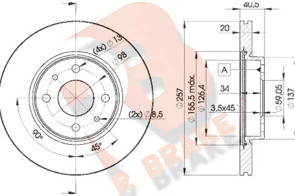 Disque de frein R BRAKE 78RBD25056