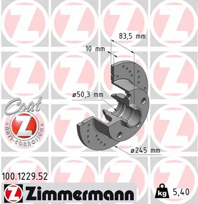 Disque de frein ZIMMERMANN 100.1229.52