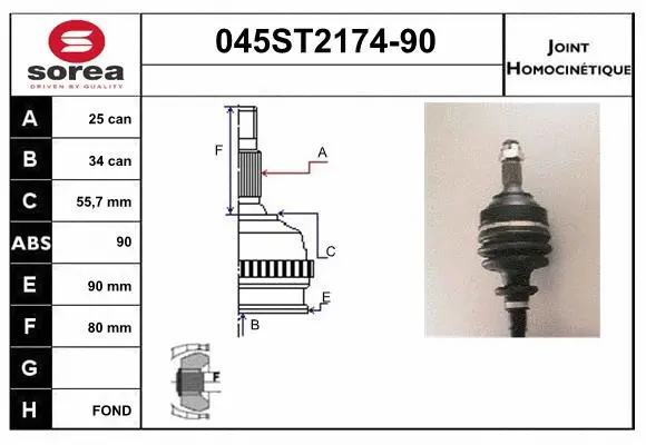 Jeu de joints, arbre de transmission STARTCAR 045ST2174-90