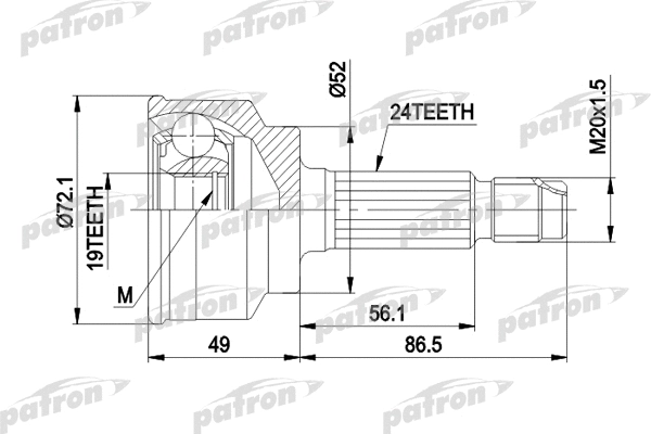 Jeu de joints, arbre de transmission PATRON PCV1171