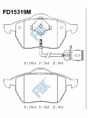 Kit de plaquettes de frein, frein à disque FBK FD15319M
