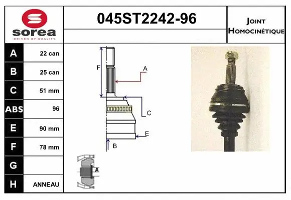 Jeu de joints, arbre de transmission STARTCAR 045ST2242-96