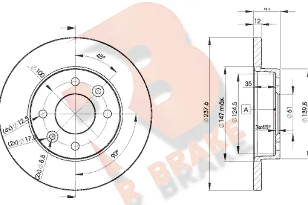 Disque de frein R BRAKE 78RBD24705