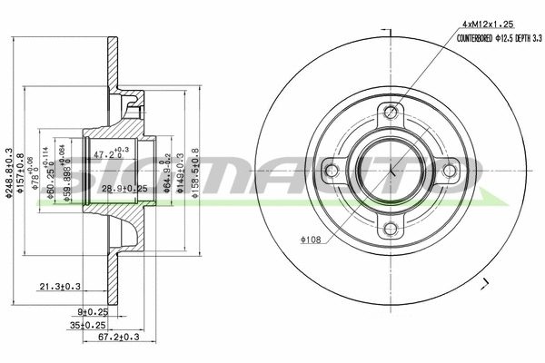 Disque de frein SIGMAUTO DBB523S