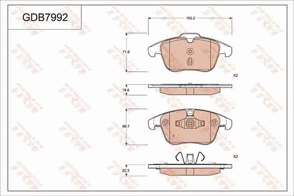 Kit de plaquettes de frein, frein à disque TRW GDB7992AT