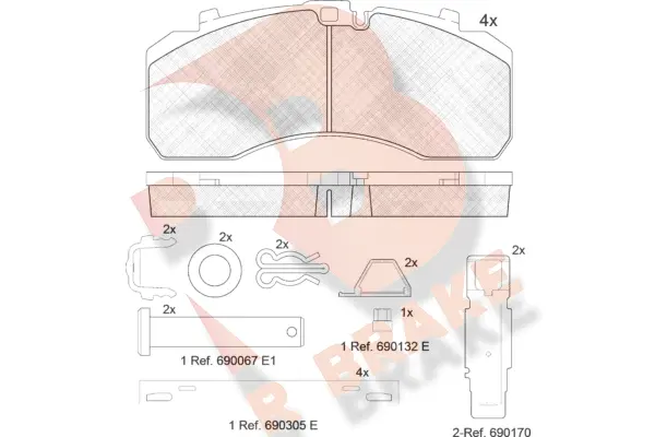Kit de plaquettes de frein, frein à disque R BRAKE RB2091-073
