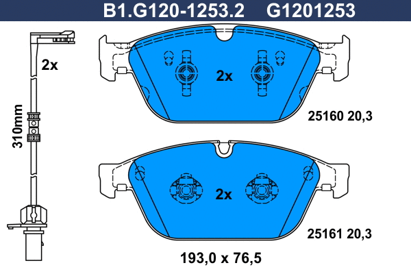 Kit de plaquettes de frein, frein à disque GALFER B1.G120-1253.2