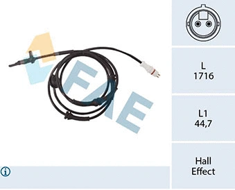 Capteur, vitesse de roue FAE 78364