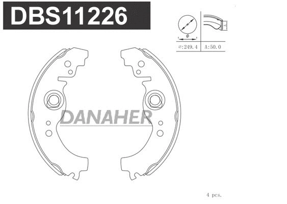 Jeu de mâchoires de frein DANAHER DBS11226