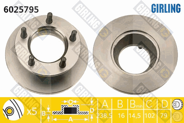 Disque de frein GIRLING 6025795