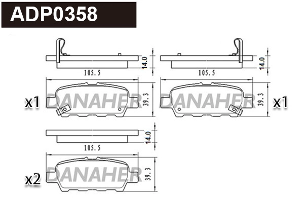 Kit de plaquettes de frein, frein à disque DANAHER ADP0358