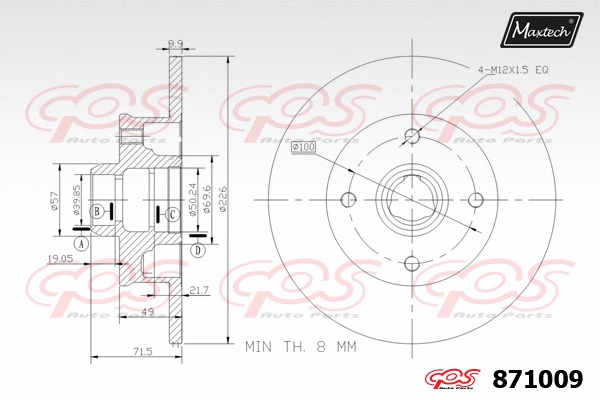 Disque de frein MAXTECH 871009