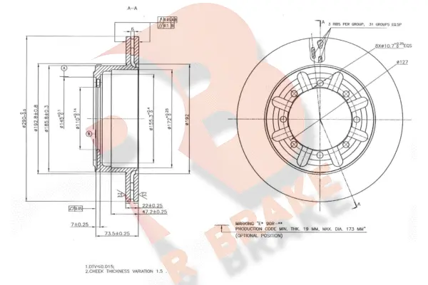 Disque de frein R BRAKE 78RBD10017