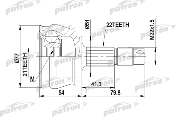 Jeu de joints, arbre de transmission PATRON PCV1296