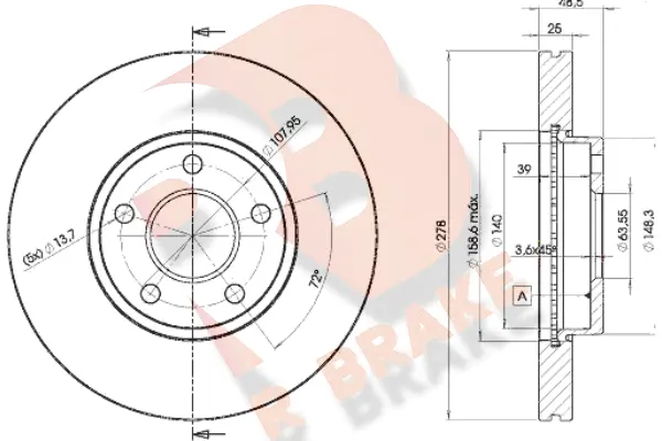 Disque de frein R BRAKE 78RBD23963