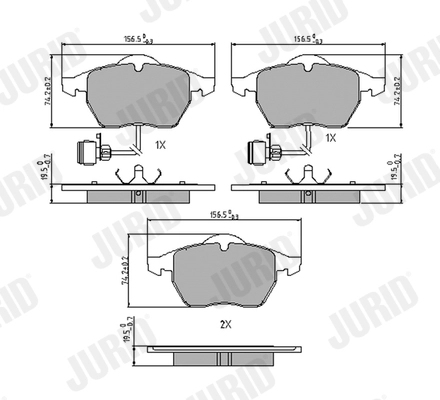 Kit de plaquettes de frein, frein à disque JURID 571512J