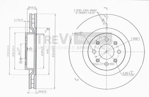Disque de frein TREVI AUTOMOTIVE BD1135