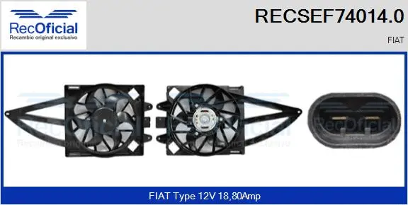 Moteur électrique, ventilateur pour radiateurs RECOFICIAL RECSEF74014.0
