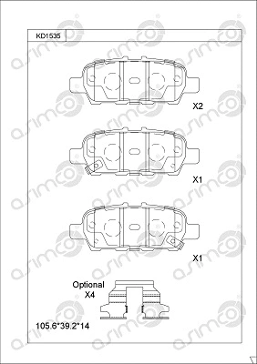 Kit de plaquettes de frein, frein à disque ASIMCO KD1535