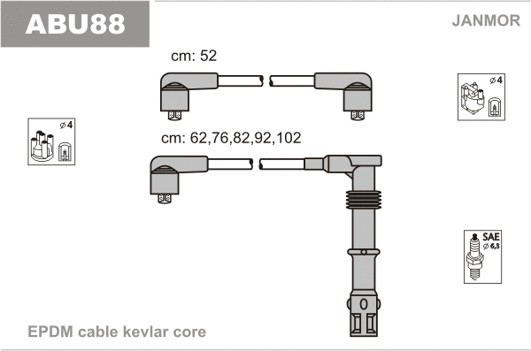 Kit de câbles d'allumage JANMOR ABU88
