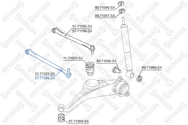 Bras de liaison, suspension de roue STELLOX 57-71104-SX