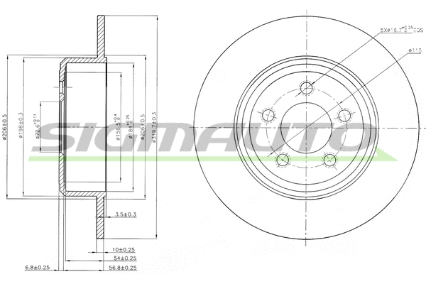 Disque de frein SIGMAUTO DBC064S