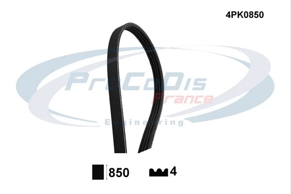 Courroie trapézoïdale à nervures PROCODIS FRANCE 4PK0850