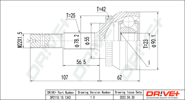 Jeu de joints, arbre de transmission Dr!ve+ DP2110.10.1342