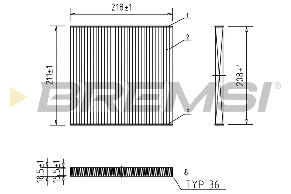 Filtre, air de l'habitacle BREMSI FC1328