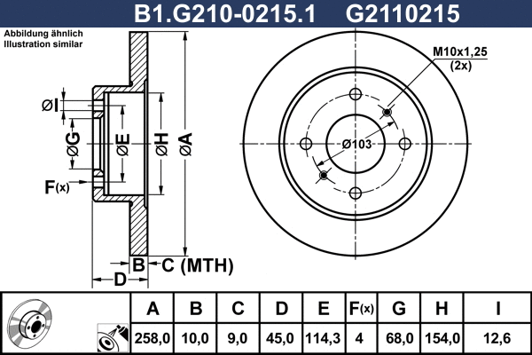Disque de frein GALFER B1.G210-0215.1