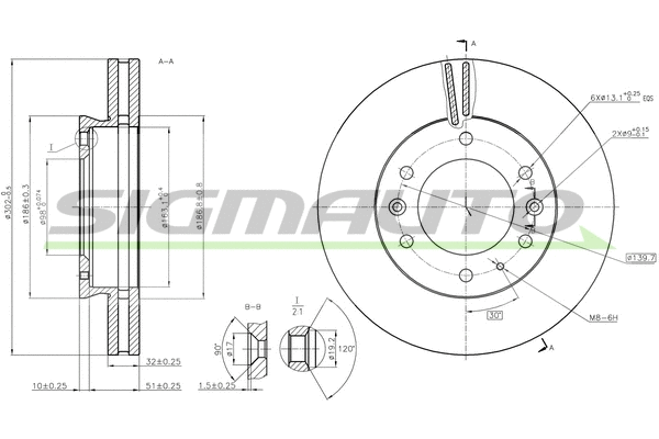 Disque de frein SIGMAUTO DBC462V