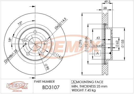 Disque de frein FREMAX BD-3107