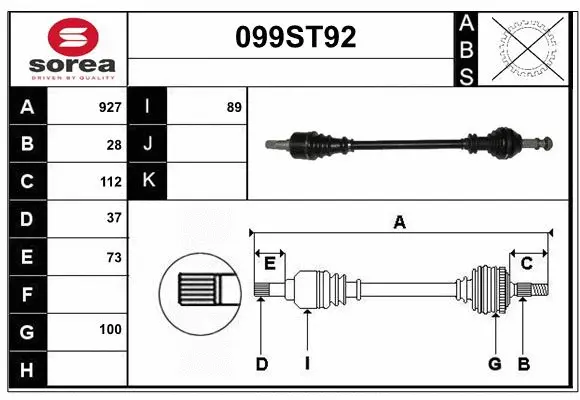 Arbre de transmission STARTCAR 099ST92