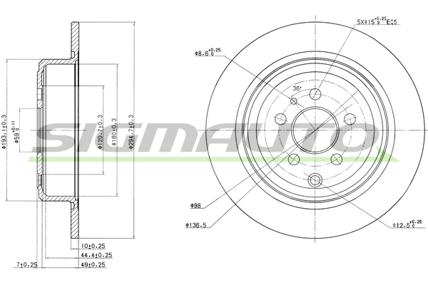 Disque de frein SIGMAUTO DBA757S