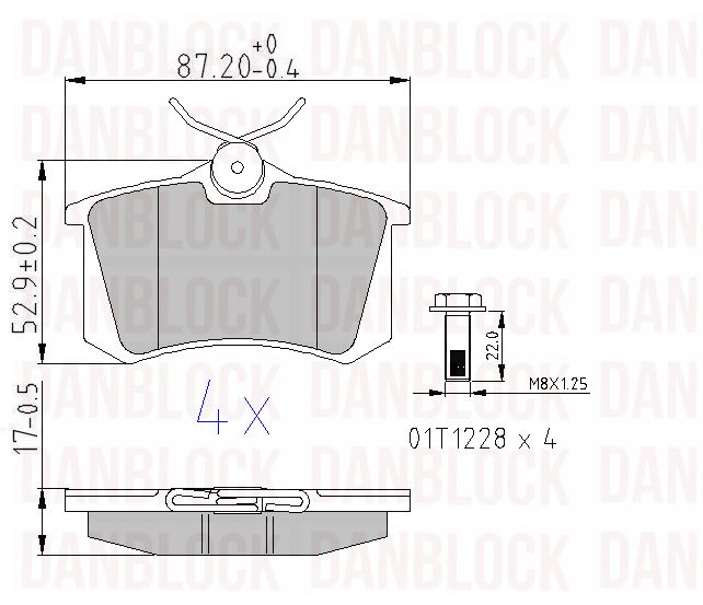 Kit de plaquettes de frein, frein à disque DANBLOCK DB 510070